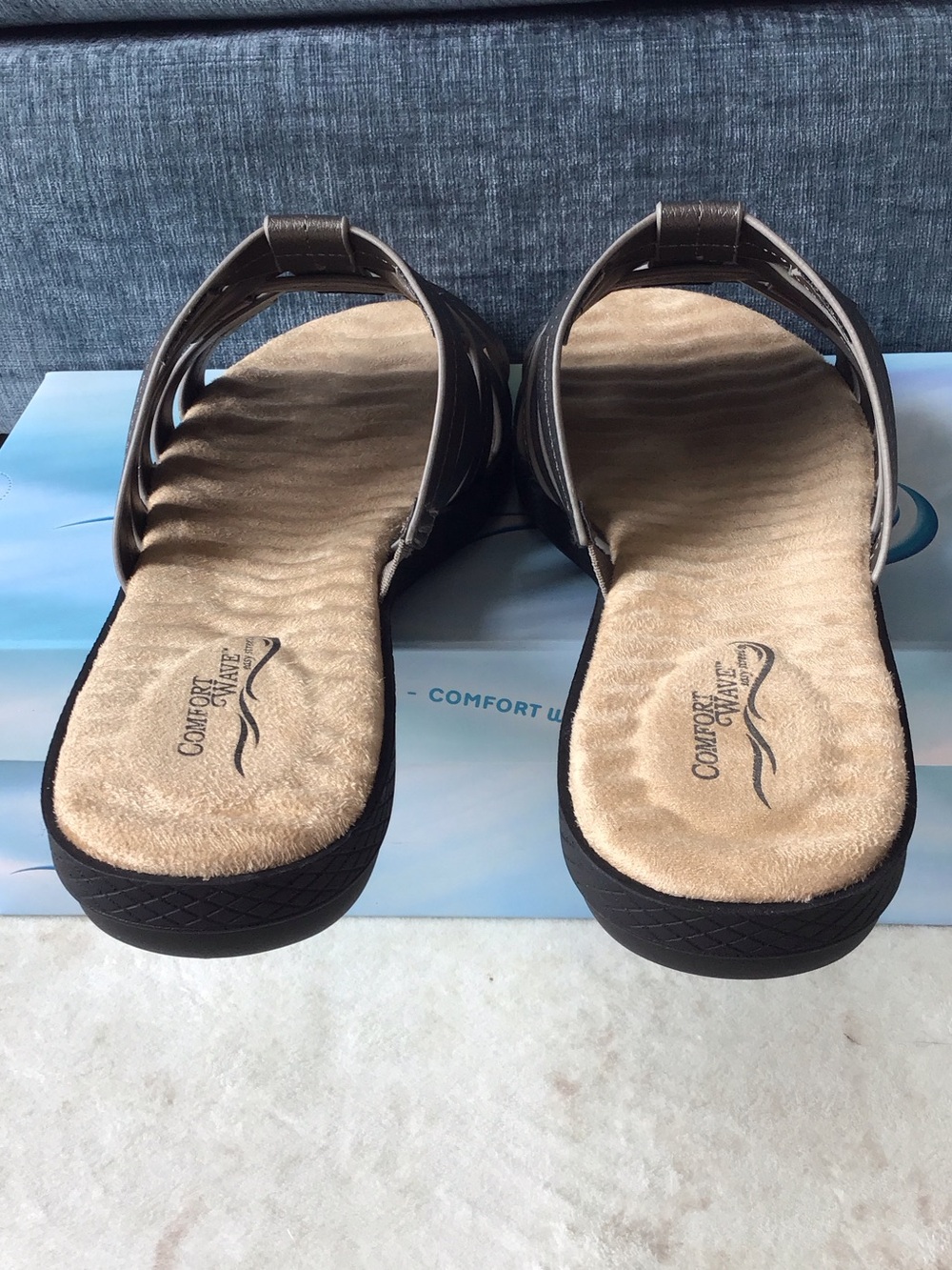 easy street Women's Maha Pewter Multi‑Strap Slide Sandals - Picture 4 of 6